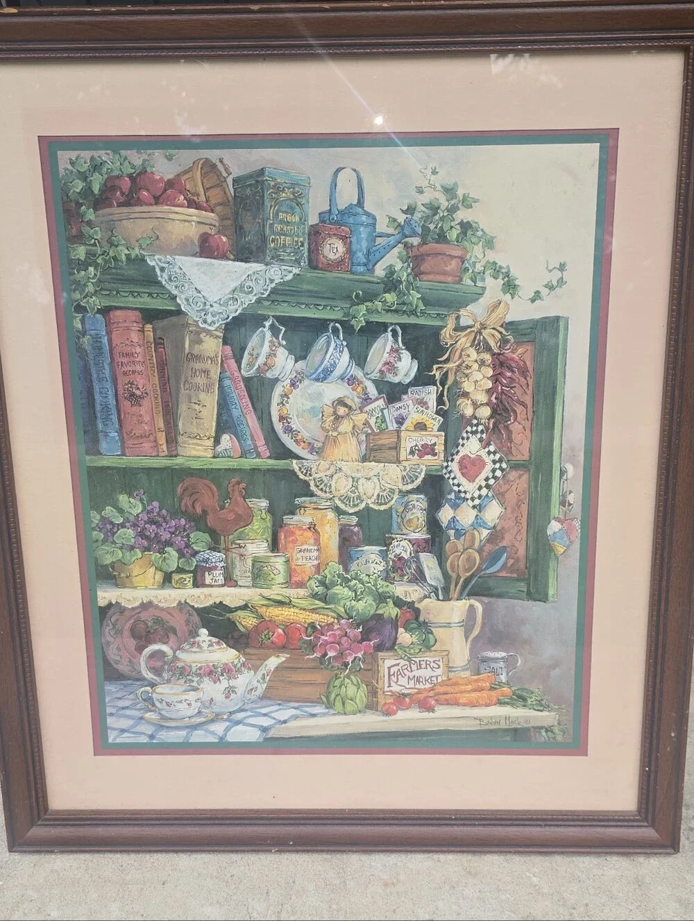 Farmhouse Kitchen Still Life Print - Colorful Country Shelf 